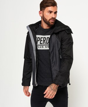 Superdry Arctic Hooded Cliff Hiker Hybrid Férfi Kabát Fekete/Szürke | NCFHP9823